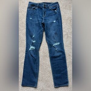 Old Navy Blue Distressed Straight-Leg Jeans Slim Juniors Size 6 Women’s jeans